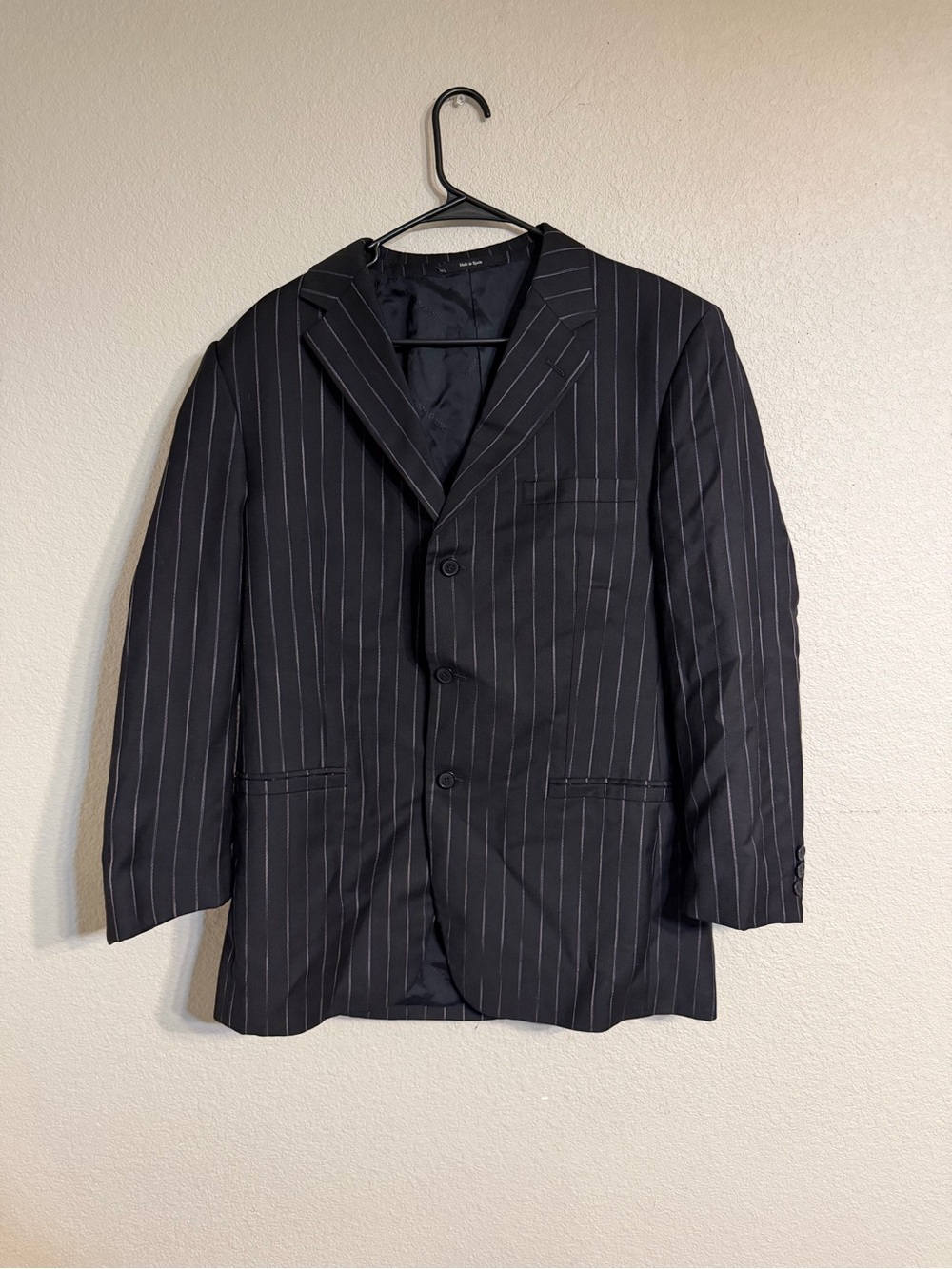 Versace Black Pinstripe Suit Jacket